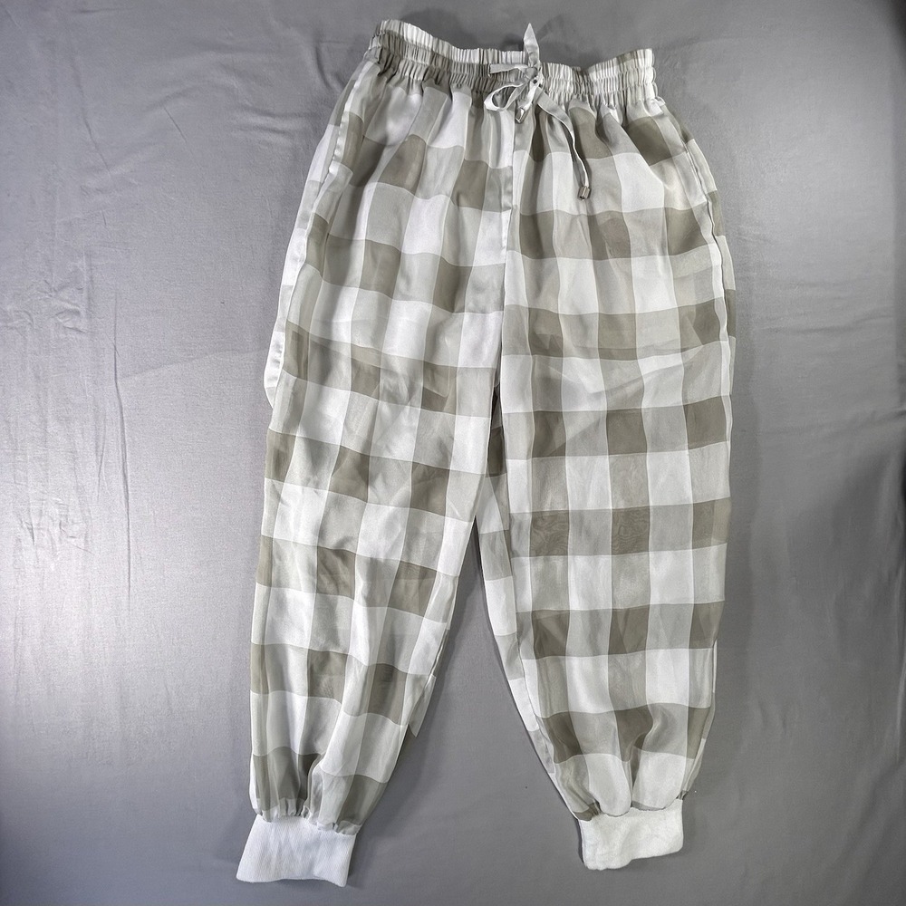 Beulah Jogger Genie Gray Plaid Partly Shear Pajama Bottoms Women's Medium‎